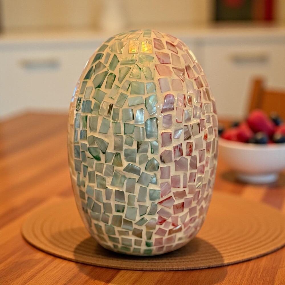 Contemporary Mosaic Egg Decorative Object – Glass Tile Home Decor Accent